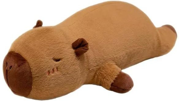 Wucifang Bags Capybara Plüschtier Kissen, gestreift, Braun Orange, 45-65cm - Bild 1