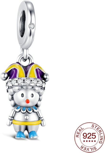 Anhänger Charms, 925 Sterling Silber, Karneval Clown Puppe, Damen - Bild 1