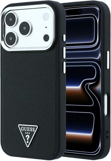 Guess MagSafe-Hülle für Apple iPhone 18 Pro Max und iPhone 17 Pro Max mit geprägtem Dreieck-Logo in Schwarz - Bild 1
