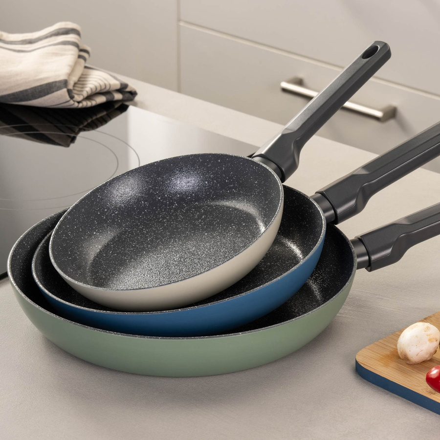 Fackelmann Bratpfannen-Set Balance aus Keramik und Aluminium, 3-teilig, Multicolor, Durchmesser: 20 cm, 24 cm, 28 cm - Bild 2