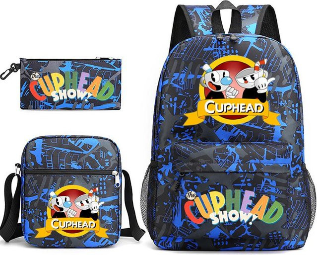 3-teiliges Schulrucksack-Set für Schüler aus Oxford-Stoff in Multicolour mit Schultasche, Schultergurt und Federmäppchen - Bild 1
