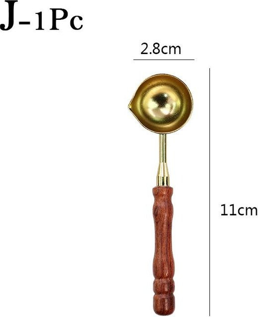 Retro Siegelwachslöffel mit Holzgriff in Braun aus Metall und Holz für DIY Basteldekorationen - Bild 1