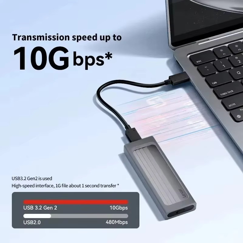 Lexar E300 M.2 NVMe SSD-Gehäuse USB-C USB 3.2 Gen 2 Mobil, Grau - Bild 3