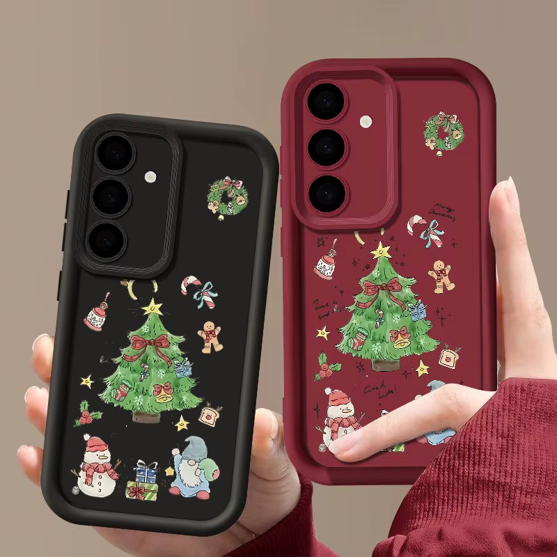 Samsung Handyhülle mit Weihnachtsbaum und Schneemann Motiv in Multicolour für Galaxy A17 A16 A56 A15 A55 A54 5G S24 FE S25 Edge S24 S22 S23 Ultra Plus aus TPU - Bild 2