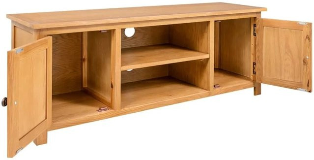 vidaXL TV-Schrank aus Massivholz Eiche in Braun, Modell 1, B/T/H: 110 x 35 x 44 cm - Bild 1