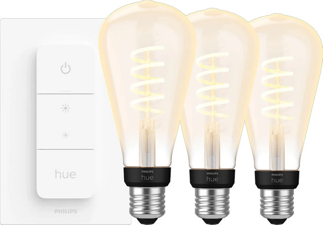 Philips Hue Filament White Ambiance Edison XL Smart LED Leuchtmittel 3er-Pack mit Dimmer - Bild 1