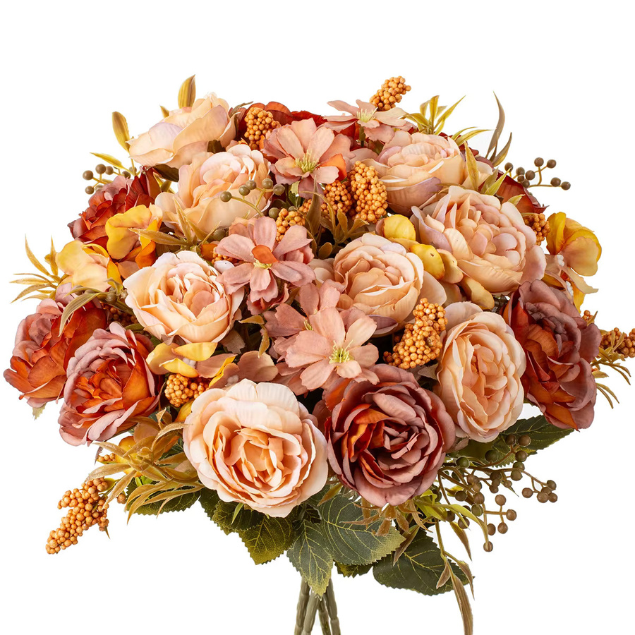 ZQCY Künstliche Seidenblumen Set aus Rosen und Pfingstrosen für Hochzeitsstrauß und Dekoration - Bild 2