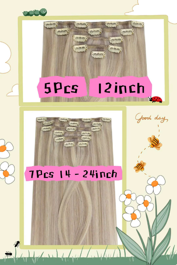 Ugeat Clip-in Haarextensions Echthaar, Balayage Highlight, Damen - Bild 2