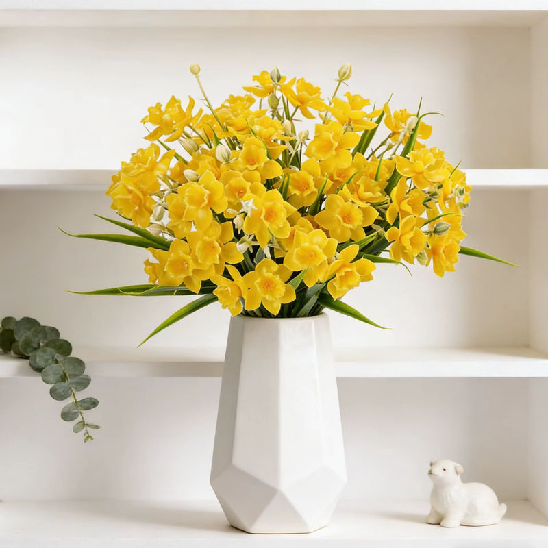 ZQCY Künstliche Narzissen Blumen in Orange und Gelb als floraler Brautstrauß für Hochzeit und Dekoration - Bild 4