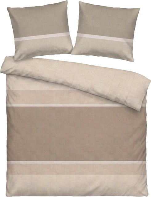 JOOP Bettwäsche aus Mako-Satin in Beige mit Bettbezug und Kissenbezug, B/H: 200 x 220 cm und 80 x 80 cm - Bild 1