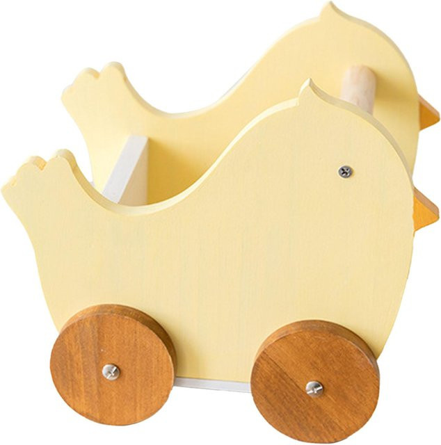 Aimo Holz Schreibtisch Organizer mit mehreren Fächern im niedlichen Cartoon-Design für dein Kinderzimmer, beige und gelb - Bild 1