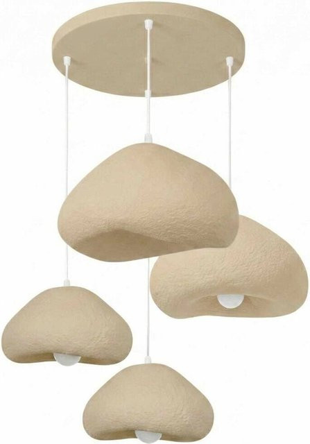 Opviq Pendelleuchte beige aus Metall und Fiberglas mit 4 E27 Fassungen, B: 154 cm, H: 110 cm, T: 46 cm - Bild 1