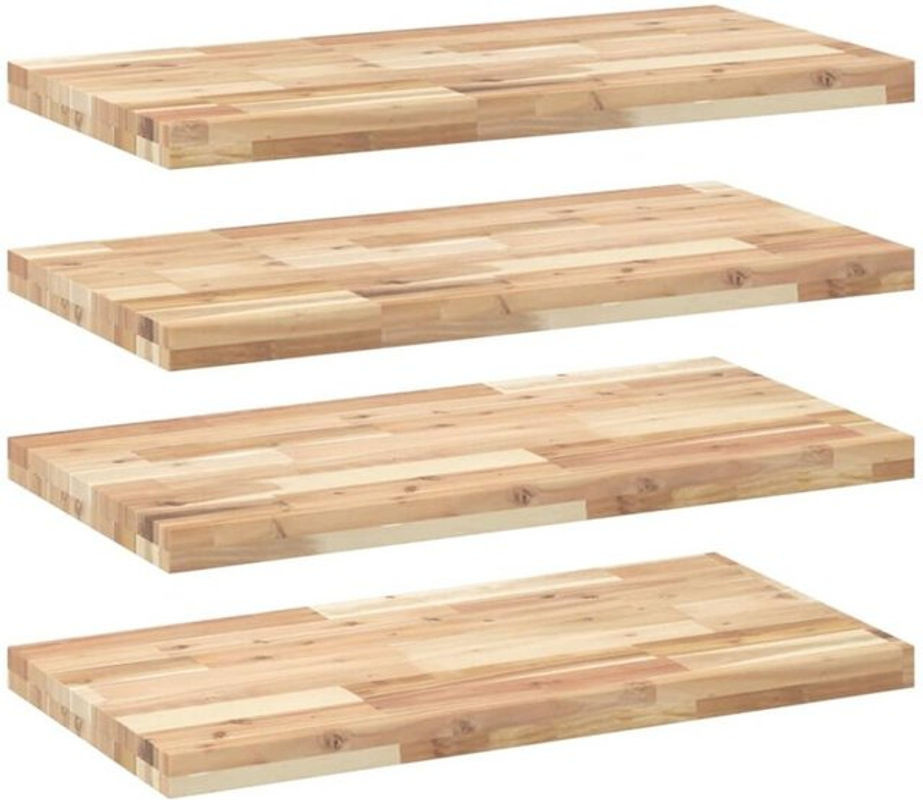 Vidaxl Schweberegale Set aus Massivholz Akazie Unbehandelt in Natur und Braun, 4 Stück, B/H/T: 60 x 4 x 40 cm - Bild 1