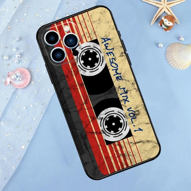 Retro Vintage Kassette Handyhülle aus weichem Silikon für Apple iPhone 17 16 15 14 13 12 11 Pro Max Mini in Multicolour - Bild 1