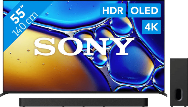 Sony Bravia 8 II 55 Zoll QD-OLED 4K UHD Fernseher und Sony Bravia Theatre Bar 7 Soundbar in Schwarz - Bild 1