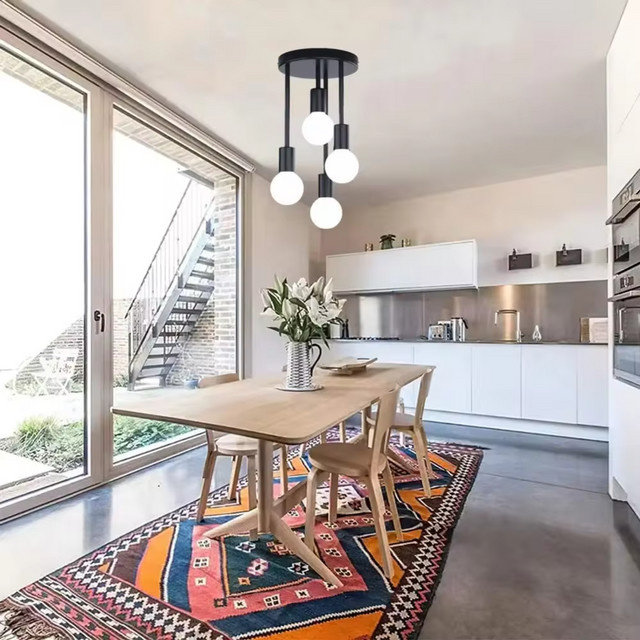OSABO Vintage-Deckenleuchte aus schwarzem Metall im Industrial-Design für Flur, Schlafzimmer, Balkon und Esszimmer - Bild 1
