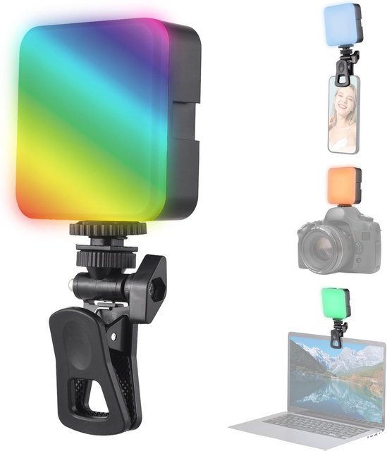 Andoer Pocket RGB Videoleuchte LED Fülllicht mit Dimmfunktion und Farbakzenten, Schwarz/Mehrfarbig - Bild 1