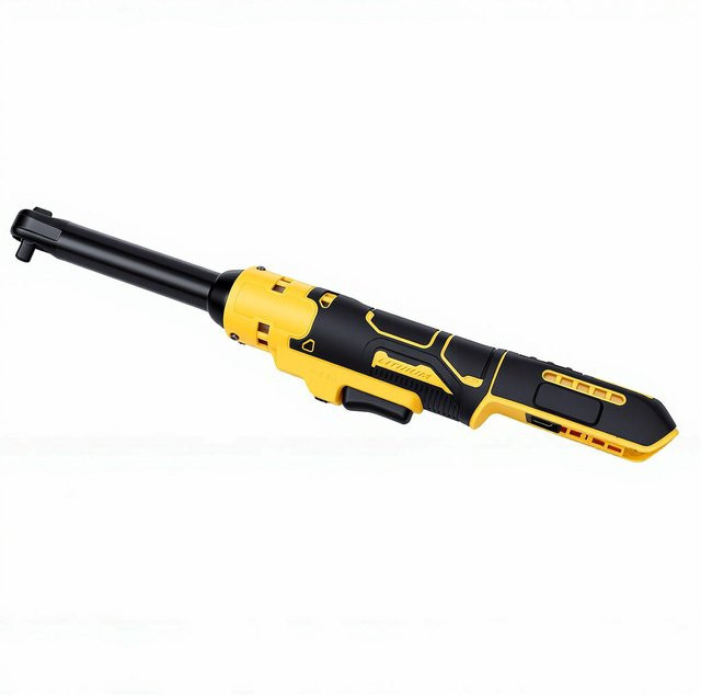 Aimo Kabellose Elektrische Ratsche 3/8 Zoll mit 74 ft.lbs Drehmoment, 6,3 Zoll verstärktem Kopf und 1/2 sowie 1/4 Zoll Adapter, Gelb - Bild 1