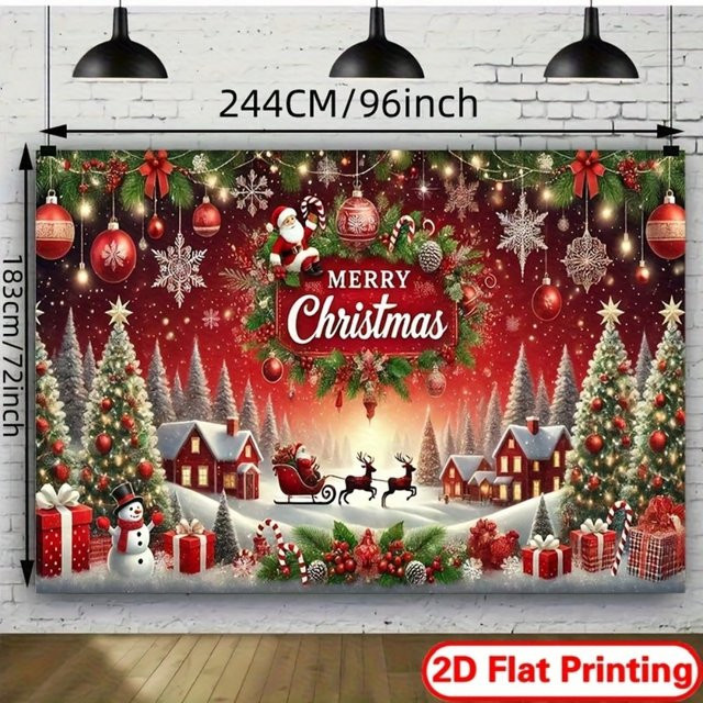 VIKAMA 2D-Weihnachtsbanner mit Flachdruck für festliche Dekorationen und Fotokabinen - Bild 1