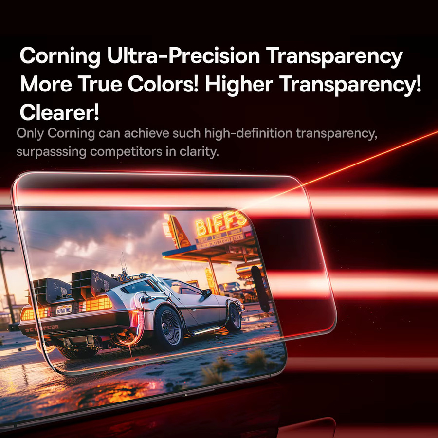 Baseus 3D gebogenes gehärtetes Glas Displayschutz für iPhone 16 15 Pro Max, transparent, bruchsicher mit Corning Technologie - Bild 3