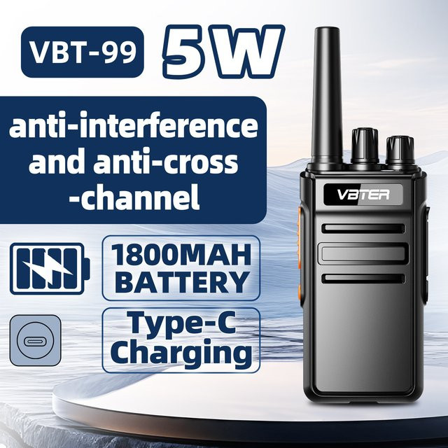 2 Stück VBTER Walkie-Talkie UHF PMR446 mit 1800 mAh Akku in Schwarz - Bild 1