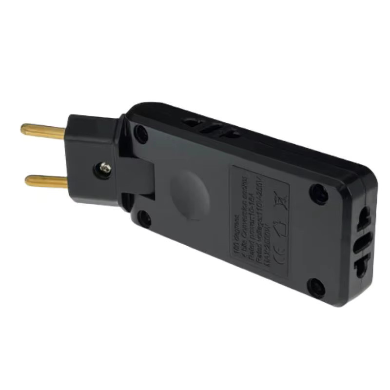 4 in 1 EU Stecker Verlängerung mit 180 Grad Rotation, Tragbarer Reise-Adapter von EU zu US Stecker, Farbe: Schwarz - Bild 2