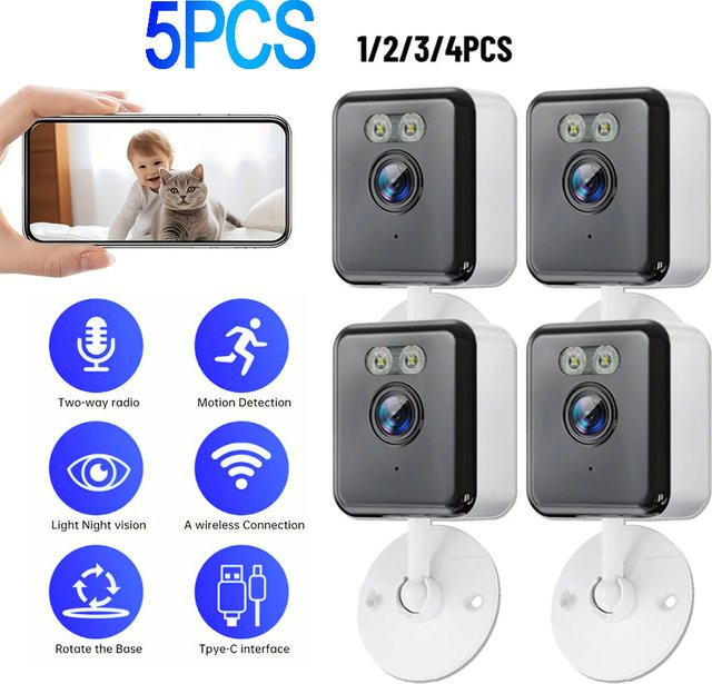 TAFN Mini Cube Wifi Indoor Kamera mit 3MP Auflösung, Zwei-Wege-Audio, Bewegungserkennung und Nachtsicht in Weiß - Bild 1