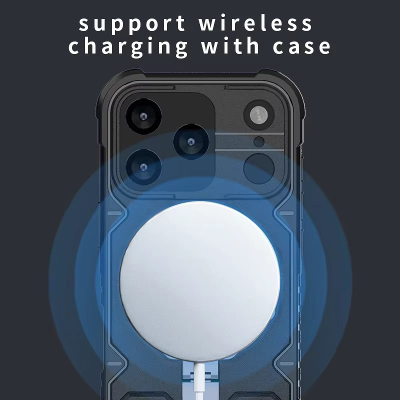 Outdoor-Sport-Schutzhülle mit magnetischer Metallhalterung und rutschfestem Lanyard für Apple iPhone 16 15 14 Plus 13 Pro Max in Blau - Bild 5