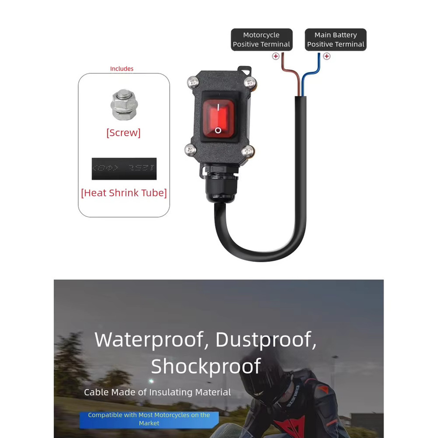 NIGHTKIST Motorrad-Netzschalter als wasserdichter Batterietrennschalter in Schwarz für 12 V und 24 V DC - Bild 5