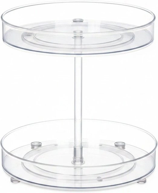 Relaxdays Drehteller aus Kunststoff transparent doppelstöckig Durchmesser: 27 cm, Höhe: 24 cm - Bild 1