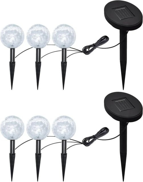 6er Set vidaXL Solar-Gartenleuchten mit LED und Erdspießen in Schwarz mit transparentem Glaskörper für Garten, Terrasse und Balkon - Bild 1