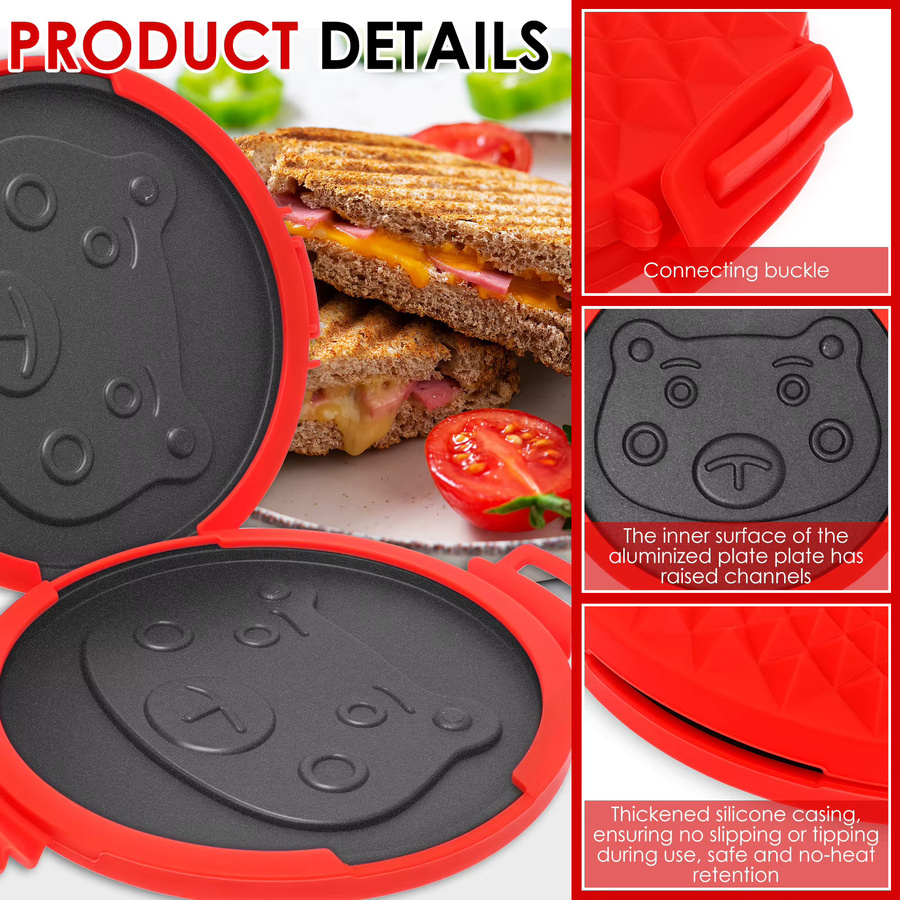 Willstar Mikrowellen-Sandwich-Grill aus Silikon in Rot, quadratisch und antihaftbeschichtet - Bild 4
