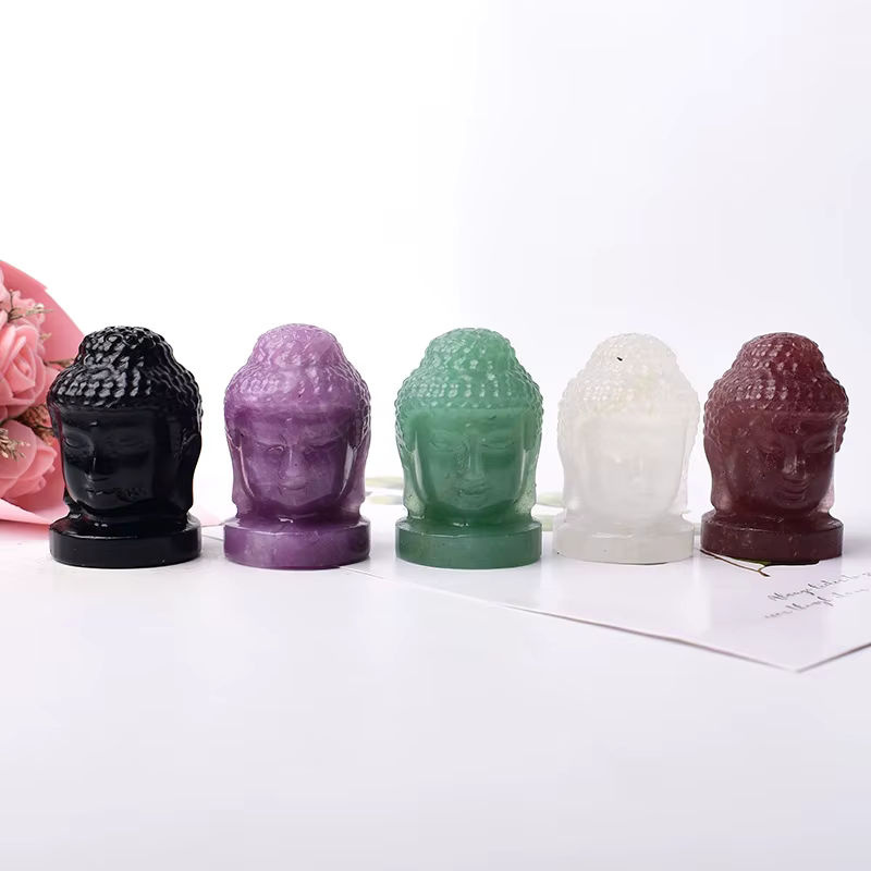RYCRYSTAL Buddha Figur aus transparentem Naturkristall zur Dekoration und für Reiki-Heilpraktiken - Bild 2