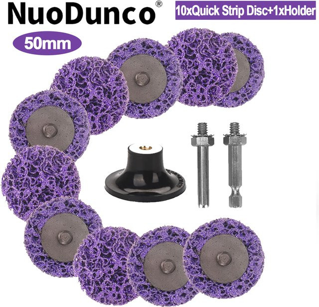NuoDunco 10 Stück 2 Zoll Schnellwechsel-Stripscheiben mit Pad-Halter, 50mm Schleifscheiben und Polierscheiben zur Rostentfernung - Bild 1