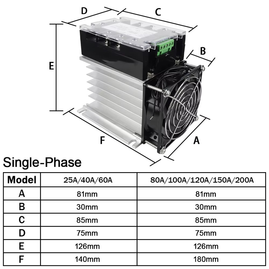 EARU Halbleiterrelais Leistungsregler Thyristor 80A Einphasen und Dreiphasen Vollisoliert - Bild 2