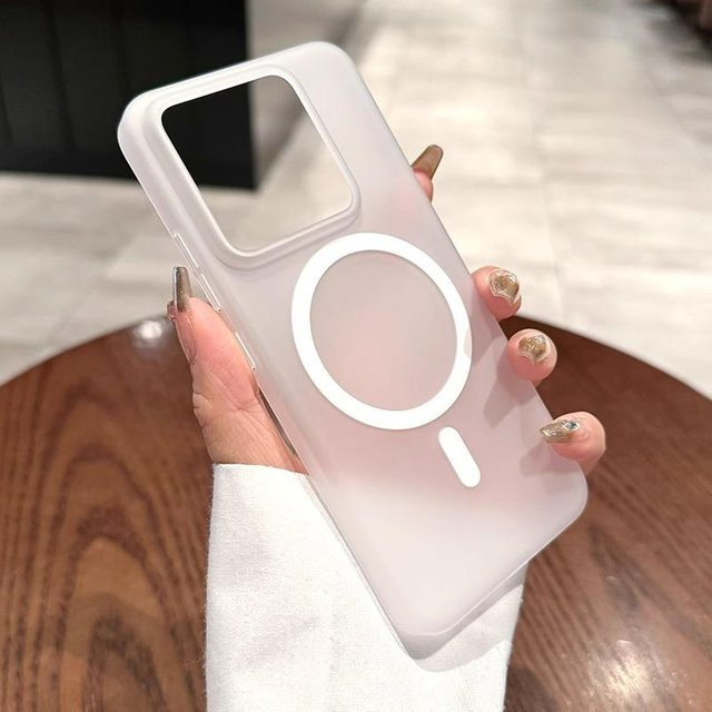 Transparente MagSafe Schutzhülle für Xiaomi Mi 15 14 13 Pro Ultra aus Hart-PC in Weiß matt - Bild 1
