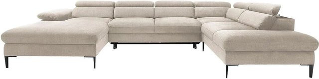Schlafsofa Sepina von Pascal Morabito in Beige mit L-Form und Samtbezug, Breite: 353 cm - Bild 1