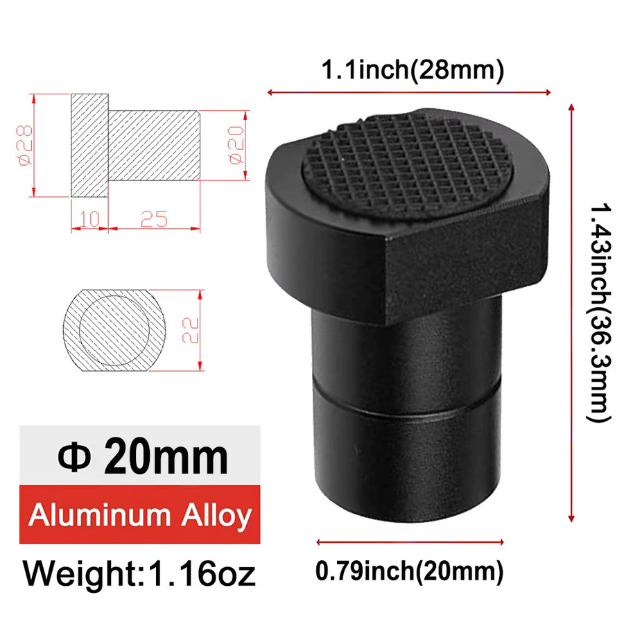 QDS Werkbank-Zapfenstopper aus Aluminiumlegierung für Holzbearbeitungstisch mit rutschfester Dichtung, passend für 19/20 mm Loch, Farben: Rot und Schwarz - Bild 5