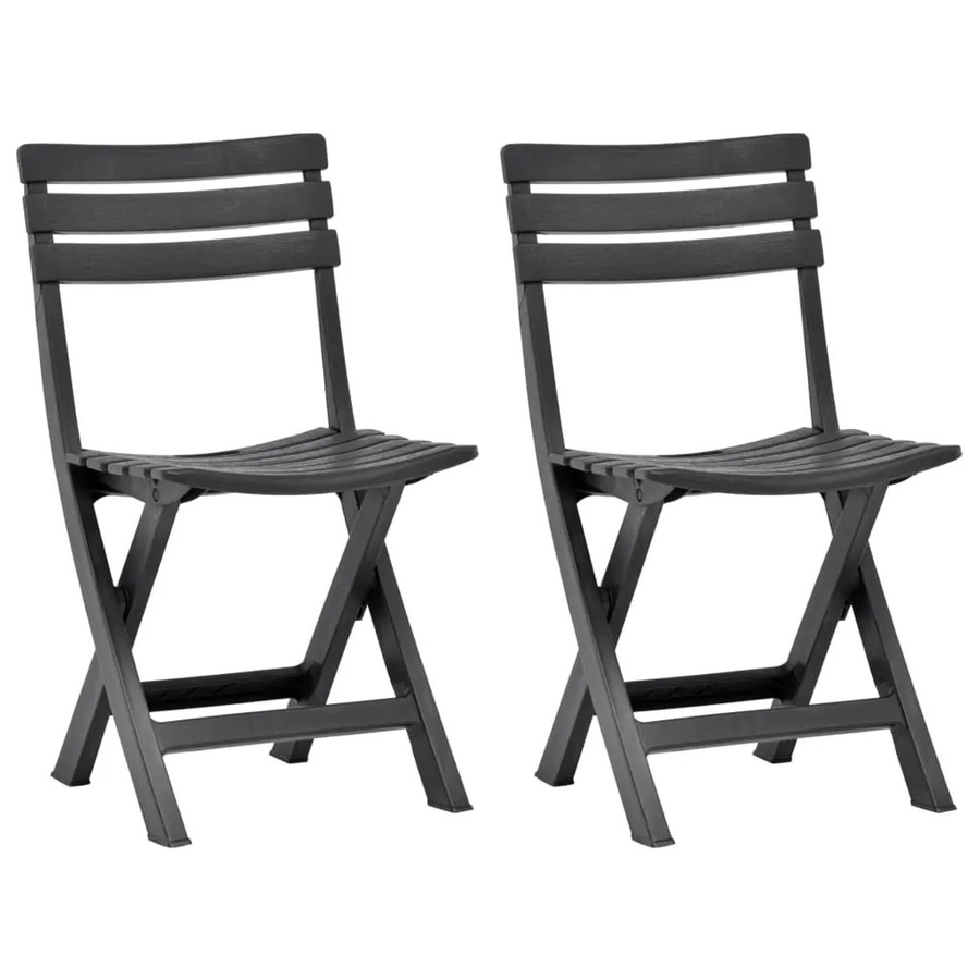 Furnicato Klappbare Gartenstühle aus Kunststoff, 2er Set, Anthrazit, B/T/H: 45 x 44 x 78 cm, Höhe: 110 cm - Bild 2