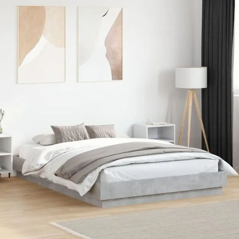 Modernes Bettgestell von Vidaxl aus Holzwerkstoff in Grau, B/T/H: 120 x 200 cm - Bild 1