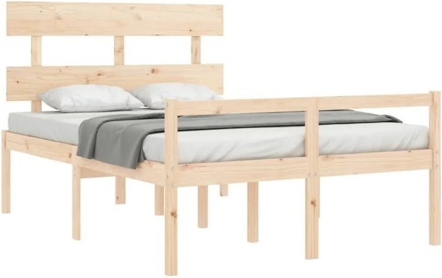 vidaXL Seniorenbett aus massivem Kiefernholz mit Kopfteil, Farbe Braun, B/T/H: 120 x 200 cm - Bild 1