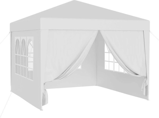 Wiltec Gartenpavillon Partyzelt in Weiß mit UV-Schutz 50+ und abnehmbaren Seitenteilen, B/T: 300 x 300 cm - Bild 1