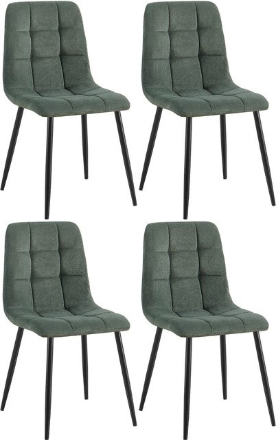 CLP 4er Set Esszimmerstühle Tilde, moderne Polsterstühle mit gestepptem Stoffbezug und Metallgestell - Bild 1