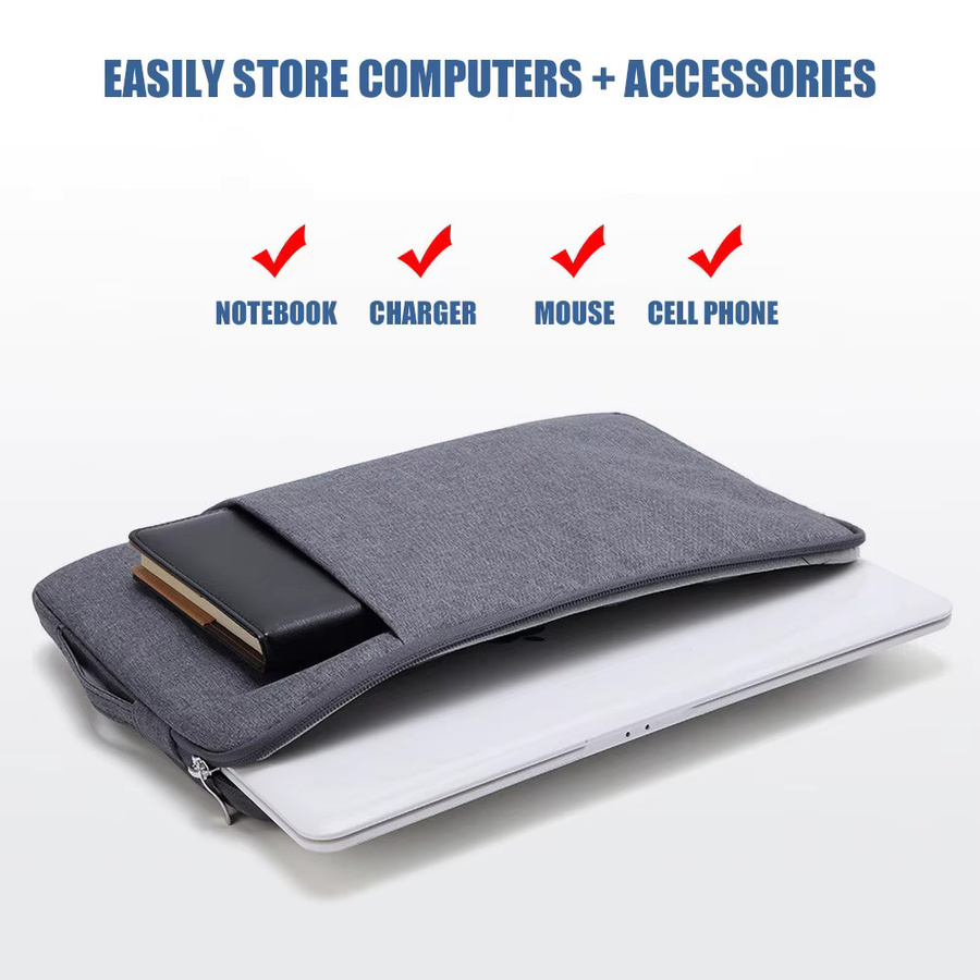 Wasserdichte Laptoptasche und Tablet-Hülle in Grau für MacBook Air Pro, Xiaomi, Dell und Acer Notebooks von 11 bis 15,6 Zoll - Bild 3