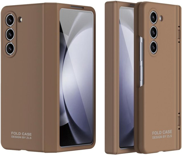 Samsung Galaxy Z Fold 5 5G Schutzhülle mit Scharnierschutz und kratzfestem Schutzglas in Braun - Bild 1