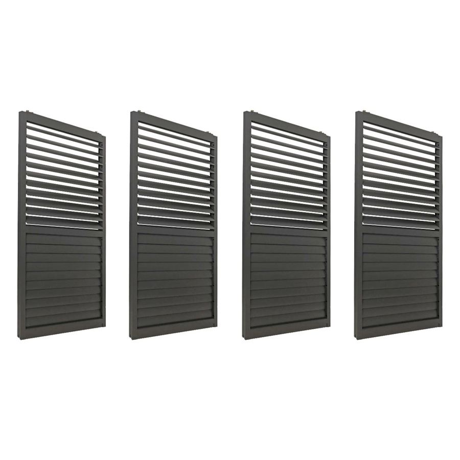 BERLINLODGE 4er-Set Aluminium Schiebetür für Pergola in Anthrazit, H x B: 206 x 369 cm, Lamellenpaneel Modul für Terrassenüberdachung - Bild 2