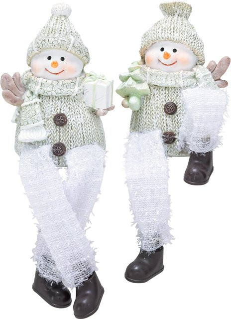 Viva Domo Kantensitzer Schneemann-Freunde aus Keramik, 2 Stück, Weiß - Bild 1