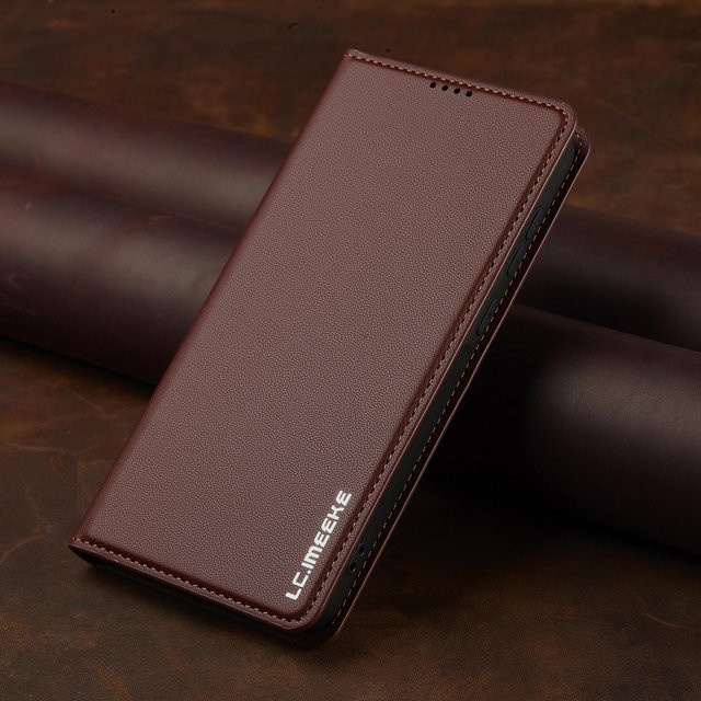 Ultradünne Flip-Lederhülle für Samsung Galaxy S24 in Braun - Bild 1