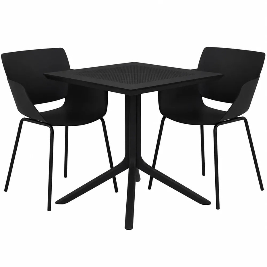 DELUKE Gartenmöbel-Set HANNA Bistroset mit Tisch und 2 Stühlen, Schwarz, B/T/H: 188 x 80 x 80 cm - Bild 2