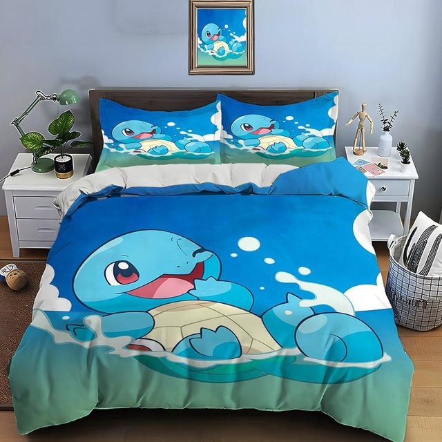 Monika Chen Pokemon Schiggy Bettwäsche-Set 3-teilig, Blau, B/H: 135 x 200 cm - Bild 1